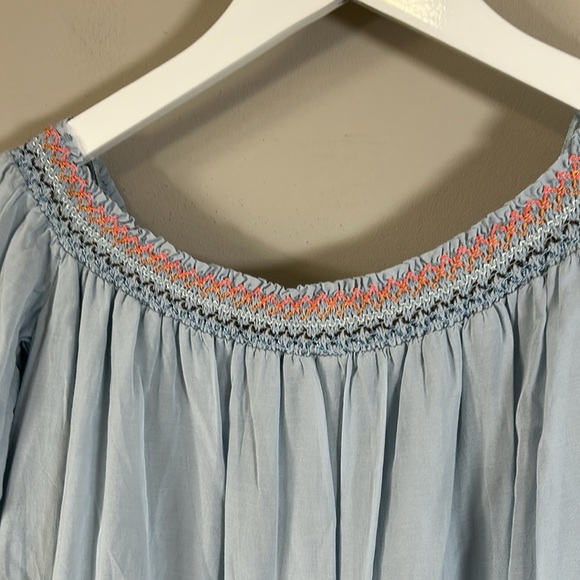 Free People Sunbeams A line Dress Womens Blue Off the Shoulder Boho Festival XS - Picture 8 of 14